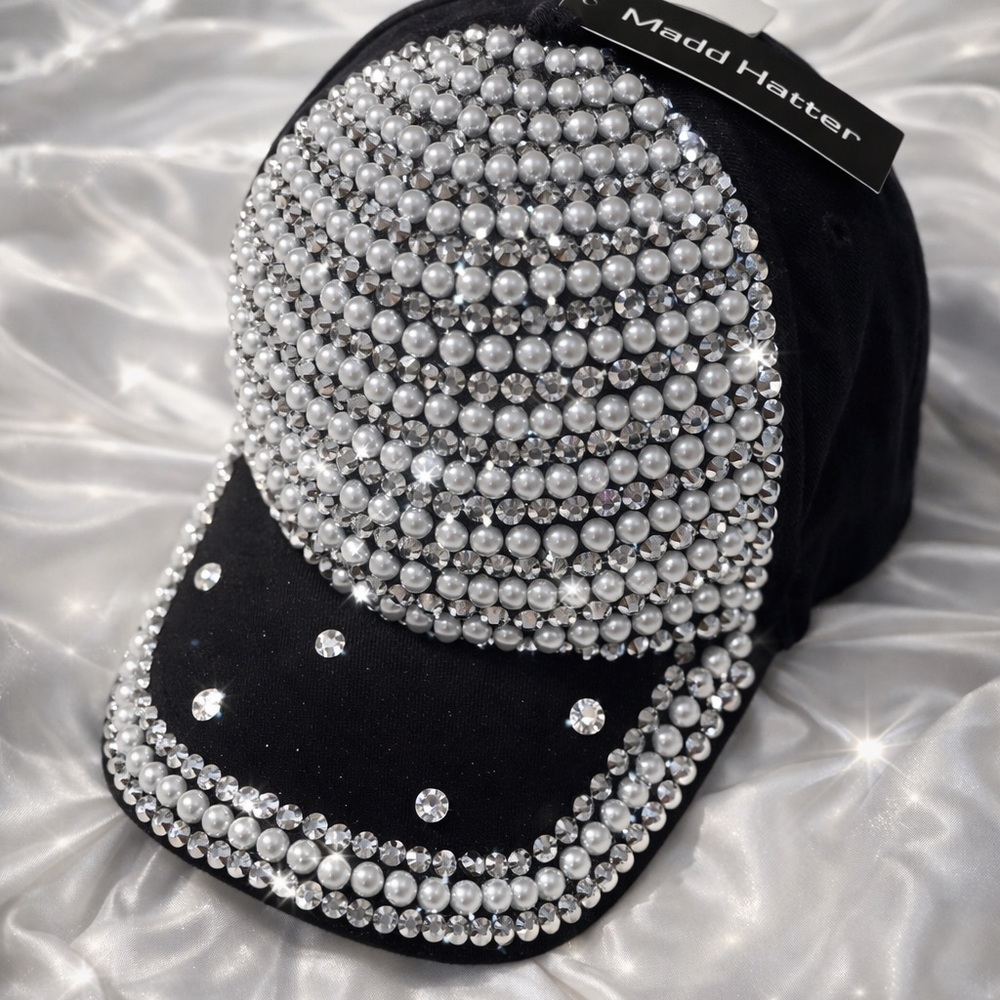 Black and Silver Embellished Cap